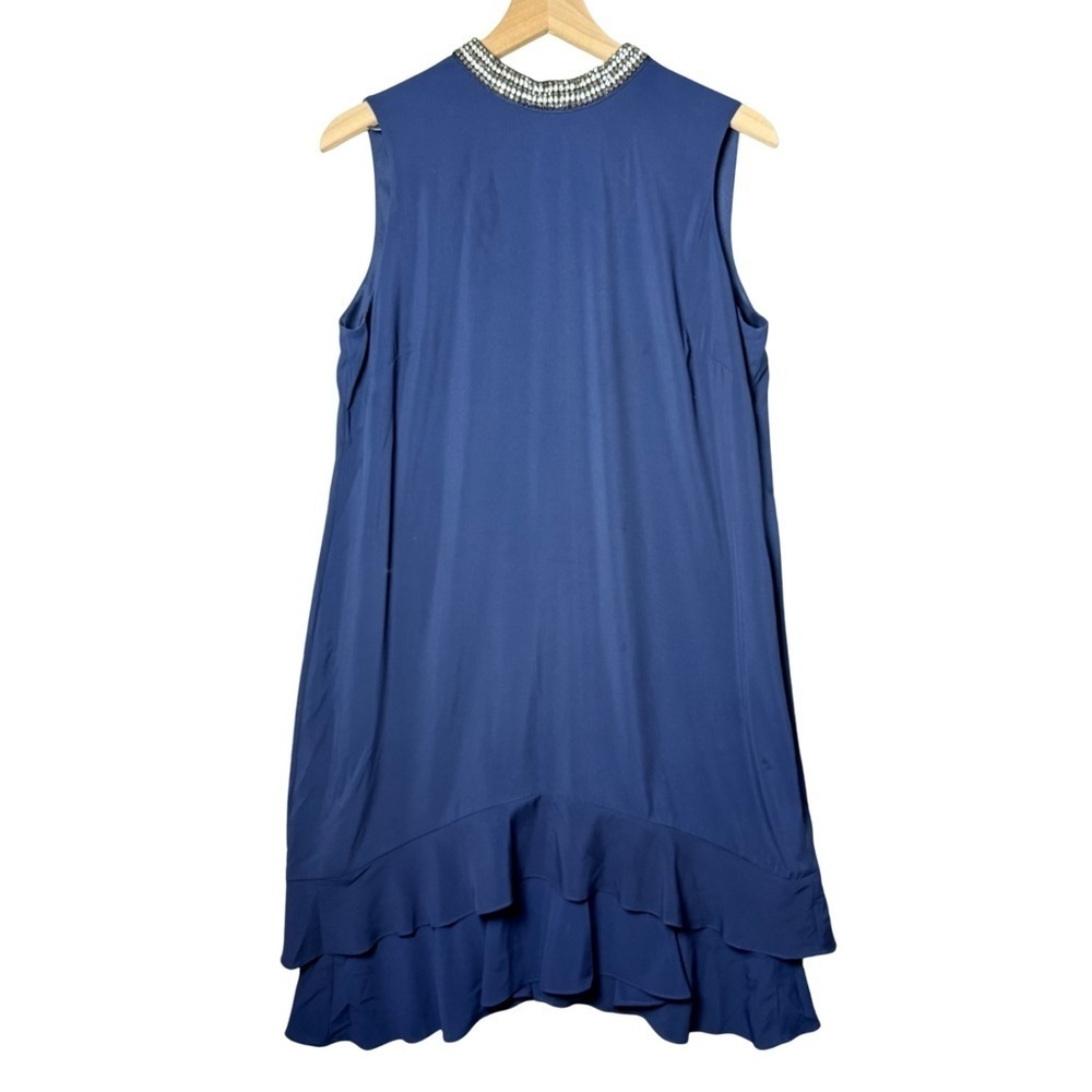 Donna Ricco Womens Navy Blue Jewel Neck Sleeveless Swing Cocktail Dress size 14